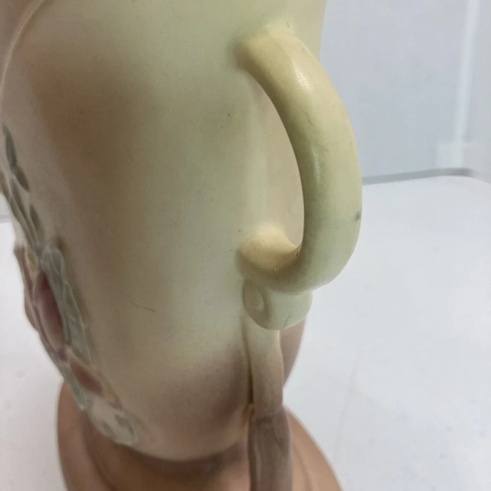 Vtg Hull Magnolia Art Pottery Double Handle Yellow to Pink Vase 8.5